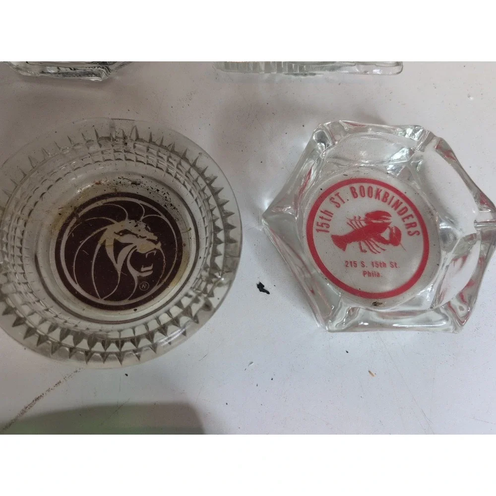 Mixed Lot Of 14 Vintage Glass Ashtrays 50s 60s 70s MCM Gallivans MGM Casino More